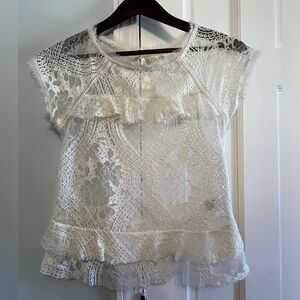Xhilaration | Blouse Bohemian Crochet Lace Sheer Top | Sz M